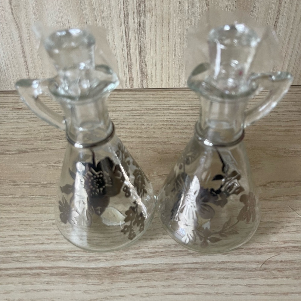 Silver Overlay Cruet set by Hazel Atlas